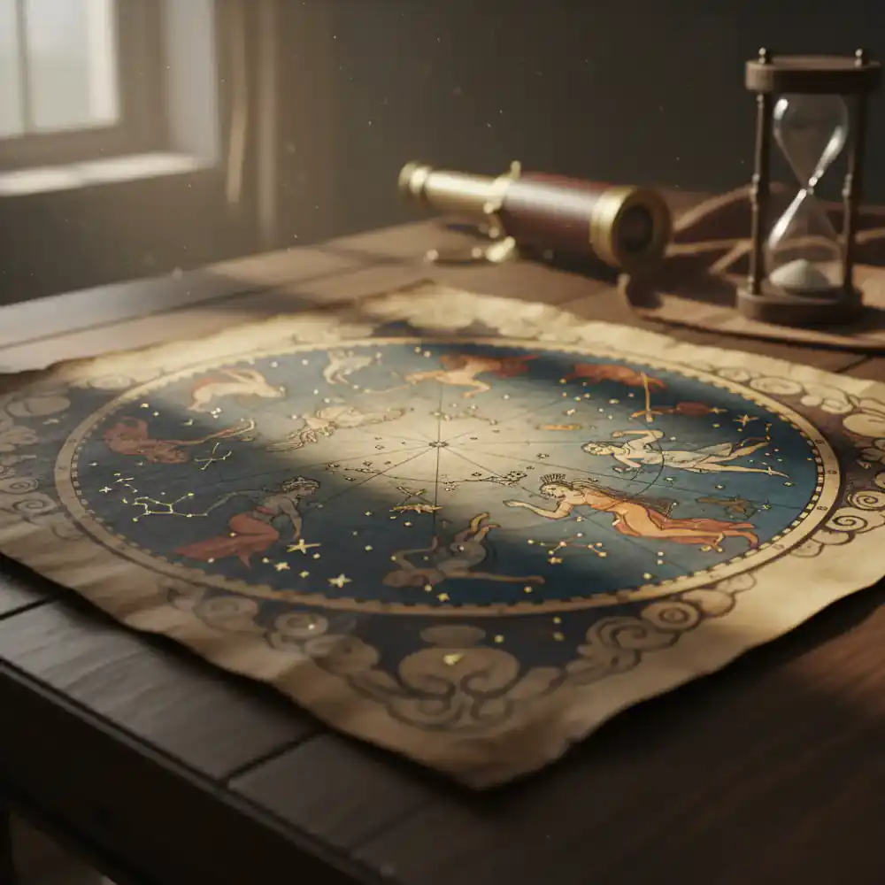 An antique celestial map showing constellations