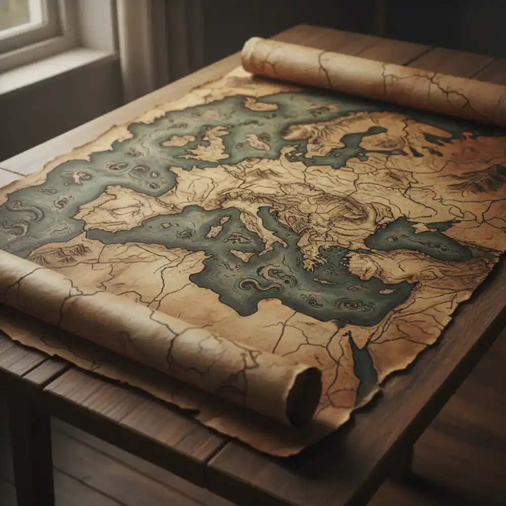 An old map of the Mediterranean Sea region