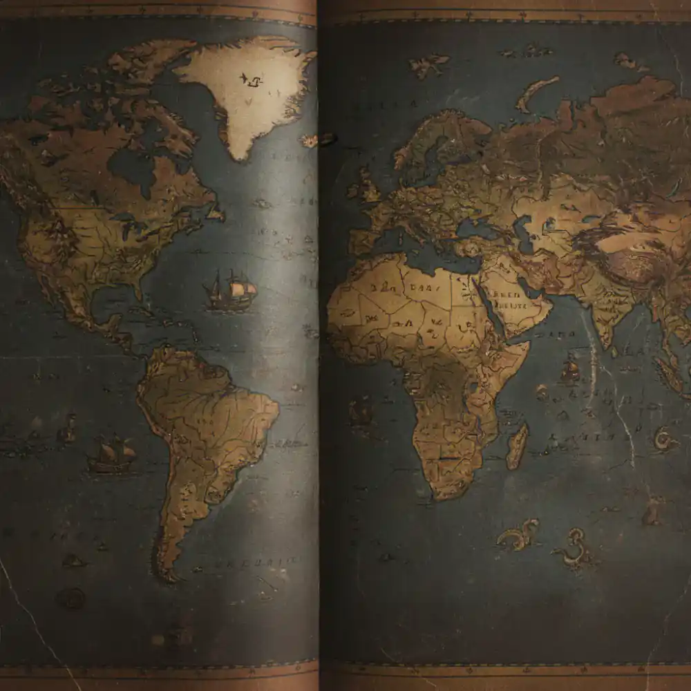 A page from an antique world atlas