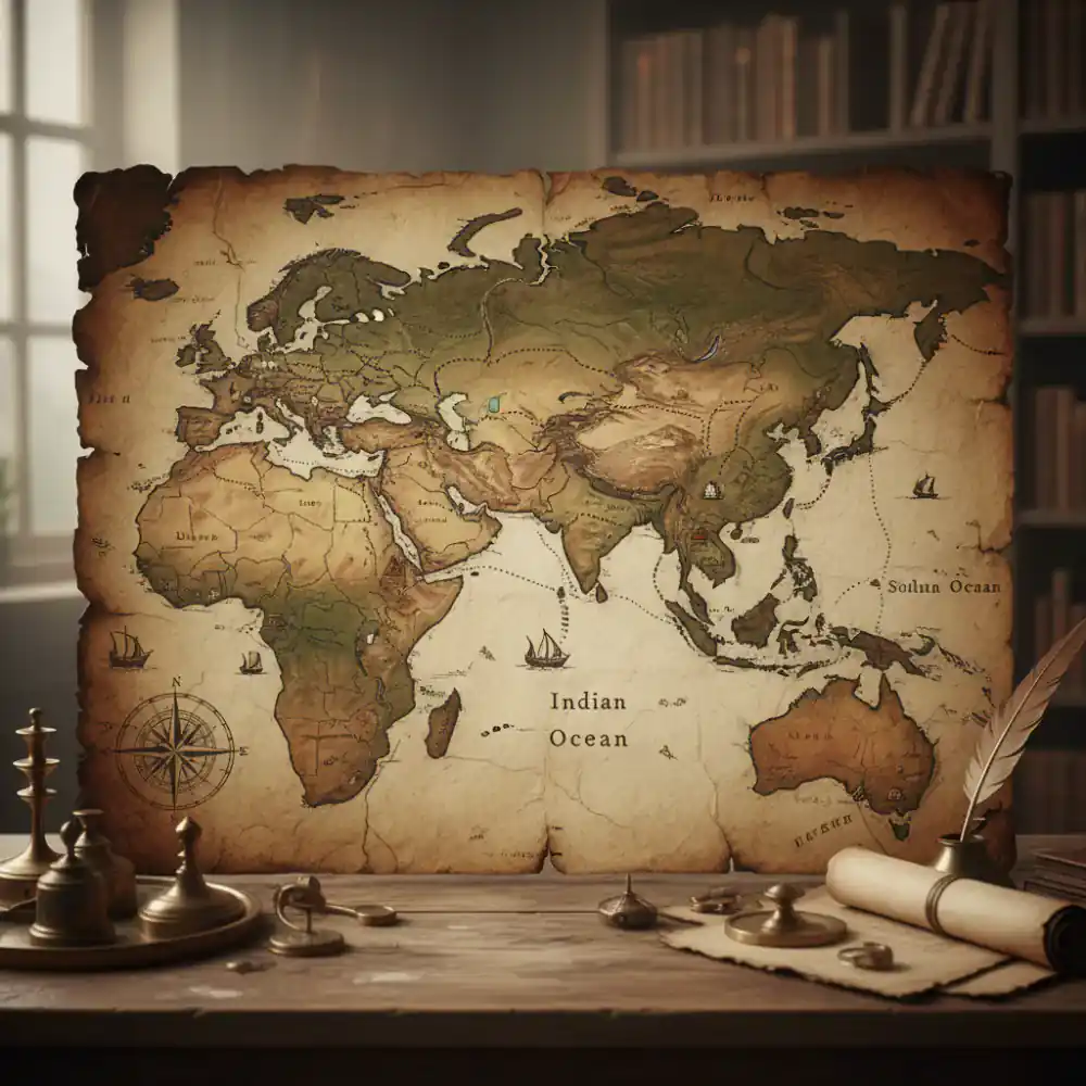 Antique map of Asia featuring the Silk Road