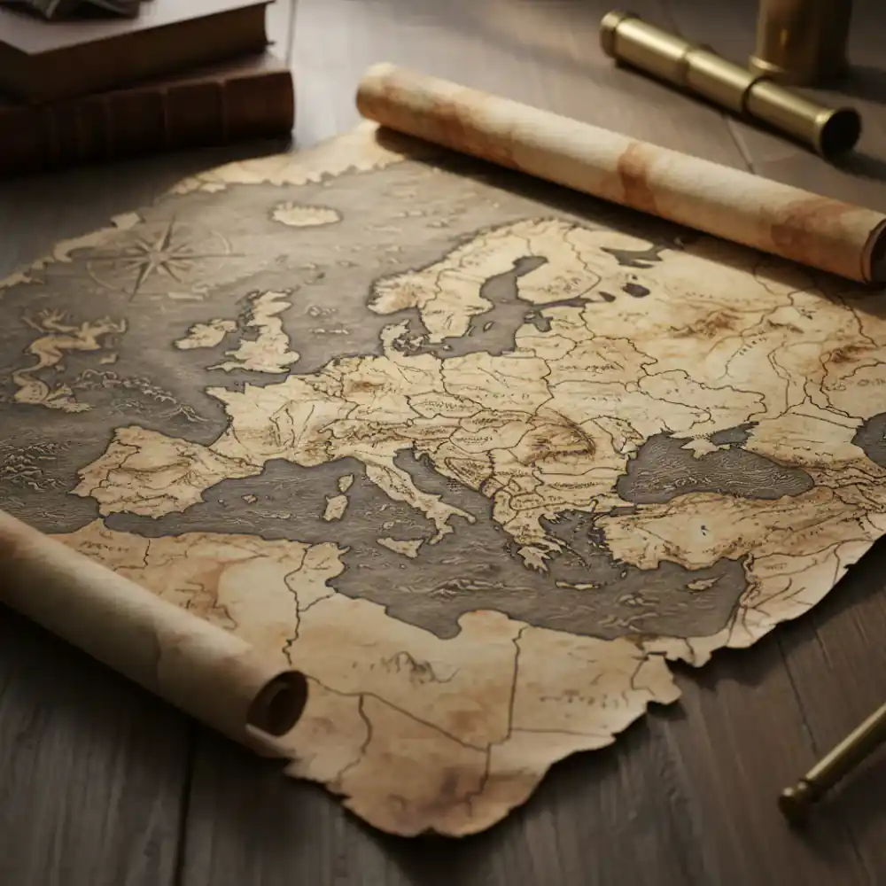 Antique map of Europe with country borders